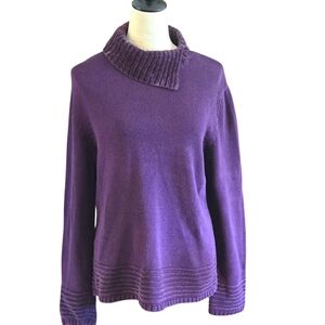 Vintage Talbots Women's XL Purple Pullover Sweater Ribbed Mock Neck Collar
